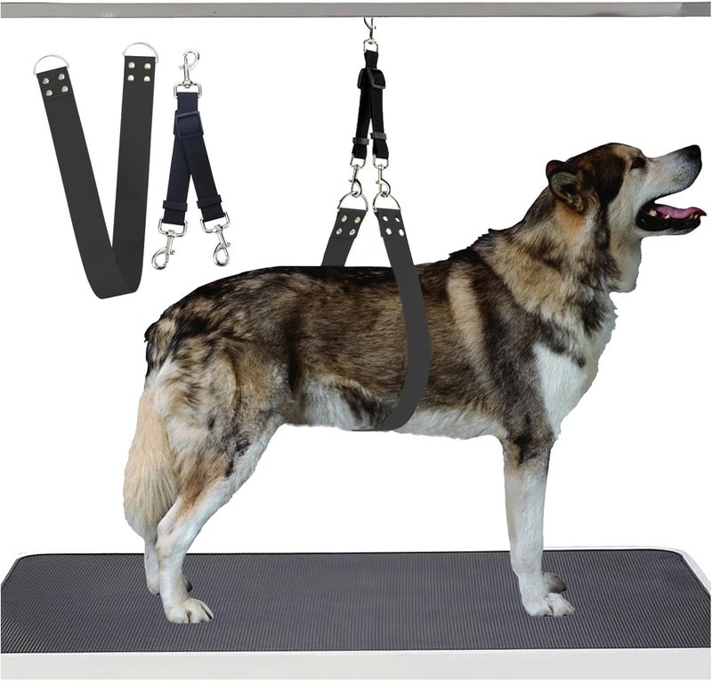 DISCPETSEC Pet Dog Grooming Belly Strap – 2 Inch Wide Waterproof Strong PVC Support Band, Grooming Loop Restraint for Pet Bathing & Grooming (Black-Long) - Image 1